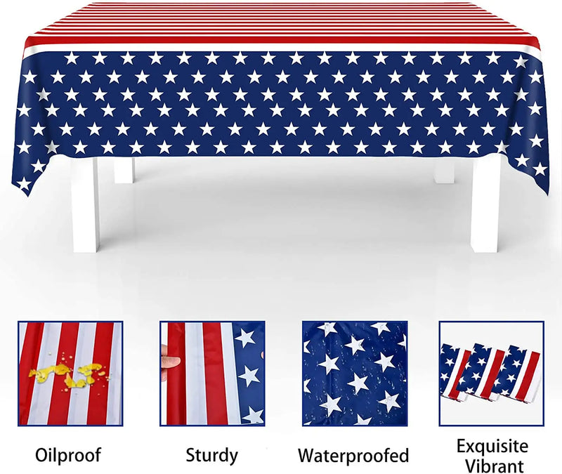 American Flag Plastic Tablecloth 54 x 72 For Party Decorations For Veterans Day Patriotic Day Memorial Day Or 4th July