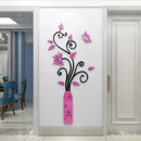 Vase Acrylic 3D Wall Sticker Home decor Porch Living room Background Wall Flower Rattan Decoration Hot sale