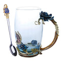 Enamel Coffee Tea Cup Mug 3D Rose Butterfly Glass Cups Wedding Gift SEC88