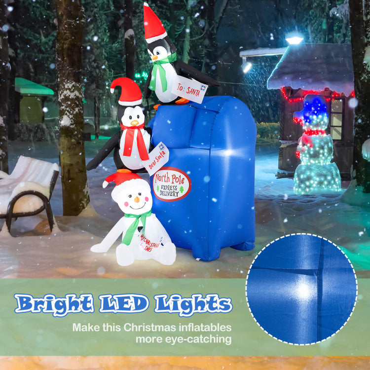 6 Feet Lighted Christmas Inflatable Penguins and Snowman with Built-in LED Lights