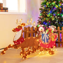 LED Lighted Christmas Reindeer and Santas Sleigh