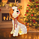 Lighted Christmas Dog with LED Lights Ground Stakes and Cable Tiers