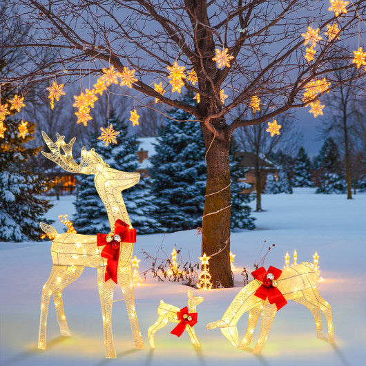 3-Piece Pre-Lit Christmas Deer Family Set