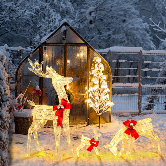 3-Piece Pre-Lit Christmas Deer Family Set