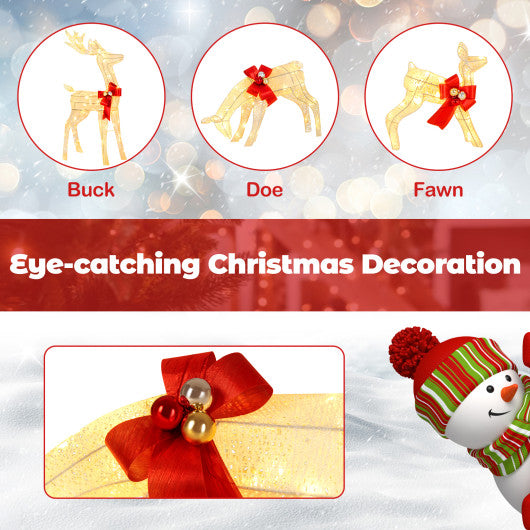 3-Piece Pre-Lit Christmas Deer Family Set