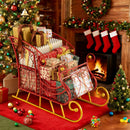 3 FT Christmas Metal Sleigh Decoration Santa Sleigh with 2-Tier Storage Shelf