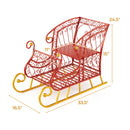 3 FT Christmas Metal Sleigh Decoration Santa Sleigh with 2-Tier Storage Shelf