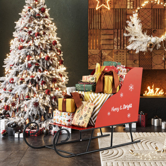 3 FT Christmas Metal Sleigh Decoration Santa Sleigh with 2-Tier Storage Shelf