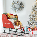 3 FT Christmas Metal Sleigh Decoration Santa Sleigh with 2-Tier Storage Shelf