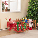 3 FT Christmas Metal Sleigh Decoration Santa Sleigh with 2-Tier Storage Shelf