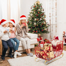 3 FT Christmas Metal Sleigh Decoration Santa Sleigh with 2-Tier Storage Shelf