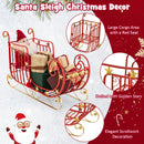 3 FT Christmas Metal Sleigh Decoration Santa Sleigh with 2-Tier Storage Shelf