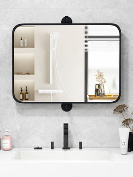 30 x 22 Inch Black Metal Framed Pivot Rectangle Wall-Mounted Mirror