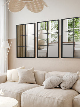 3-Layered Decorative Wall Mirror with Metal Frame for Dining Living Room