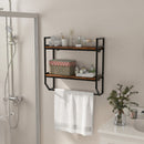 Wall Mounted Towel Shelf with Adjustable Towel Bar and Movable Hooks No Assembly Required