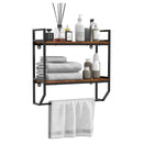 Wall Mounted Towel Shelf with Adjustable Towel Bar and Movable Hooks No Assembly Required