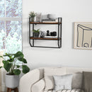 Wall Mounted Towel Shelf with Adjustable Towel Bar and Movable Hooks No Assembly Required
