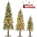 Set of 3 Potted Artificial Christmas Tree with Silver Metal Buckets