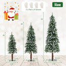 Set of 3 Potted Artificial Christmas Tree with Silver Metal Buckets