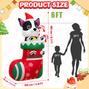 Outdoor Decoration of Cute Inflatable Dog in Stocking by OurWarm 6FT Light Up Christmas for Holiday Parties