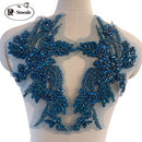 Handmade Rhinestone Flower Patches – 1 Pair Sparkling Mirror Glass Appliques for Gowns & Accessories