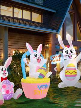 Easter Bunny Decoration for Home Outdoor Infalatable Rabbit Decor Party Garden Decor DIY Ornament with LED Light
