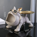 Resin Bulldog Figurine with Storage Cute Dog Sculpture Ornament for Home & Desktop Decor