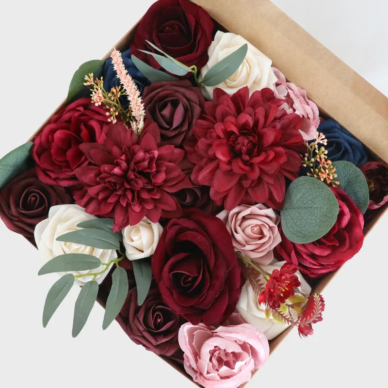 Artificial Rose Flowers Combo for DIY Wedding Bouquets Centerpieces Arrangements Party Baby Shower Home Decorations