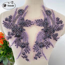 Handmade Rhinestone Flower Patches – 1 Pair Sparkling Mirror Glass Appliques for Gowns & Accessories