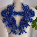 Handmade Rhinestone Flower Patches – 1 Pair Sparkling Mirror Glass Appliques for Gowns & Accessories