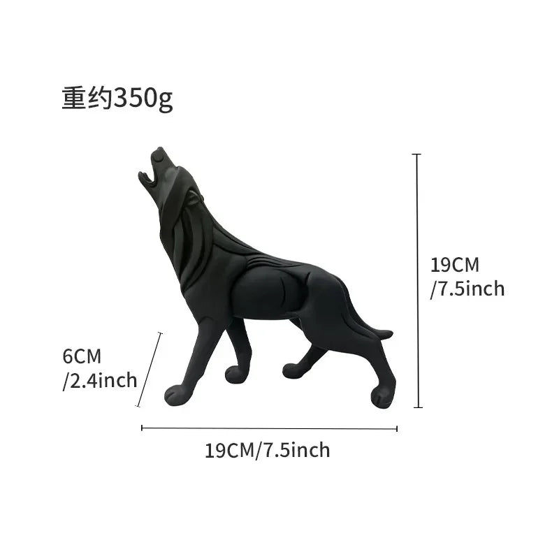 Nordic Geometric Wolf Statue – Modern Resin Animal Figurine for Home, Office & Living Room Decor