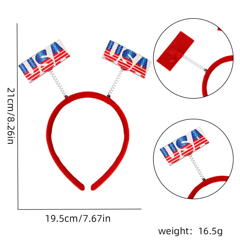 Headband July 4th Independence Day Hair Hoop American Flag Star Hat Head Bows Holiday Party Costume Headwear for Girl Hair Gifts