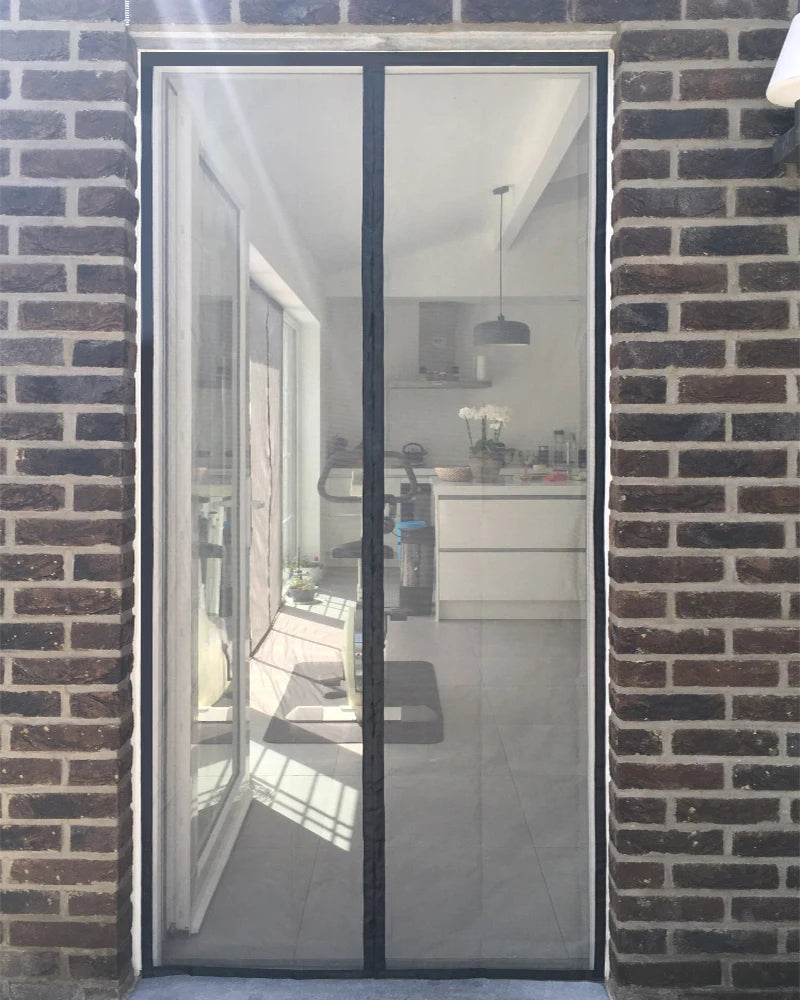 Insect-Proof Magnetic Screen Door – Black Mesh Curtain for Mosquito & Fly Protection Indoors
