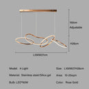 Rose Gold LED Chandelier – Modern Circle Rings Lustre, Hanging Lights for Home Decor