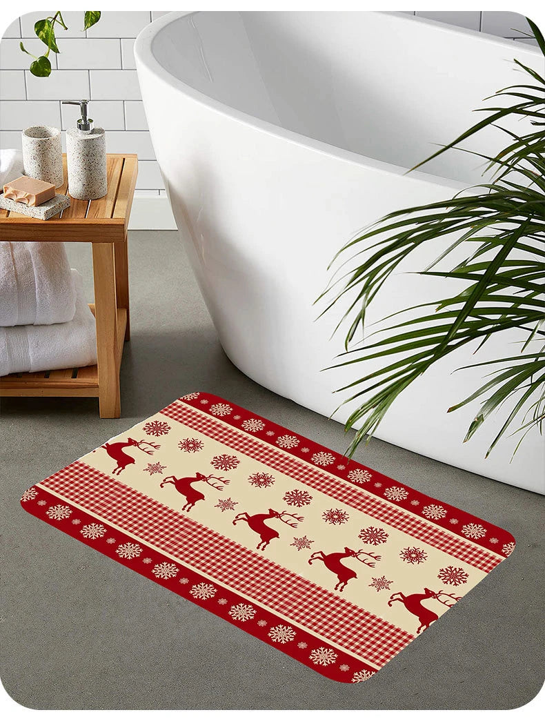 Christmas Doormat, Home Foot Mats, Anti-skid Entrance Carpet, Hygroscopic floor mat, Bathroom door mat entrance, kitchen mats