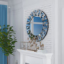 Decorative 32" Round Sunburst Wall Mirror – Modern Silver Glass, Wall-Mounted Beveled Circle Accent
