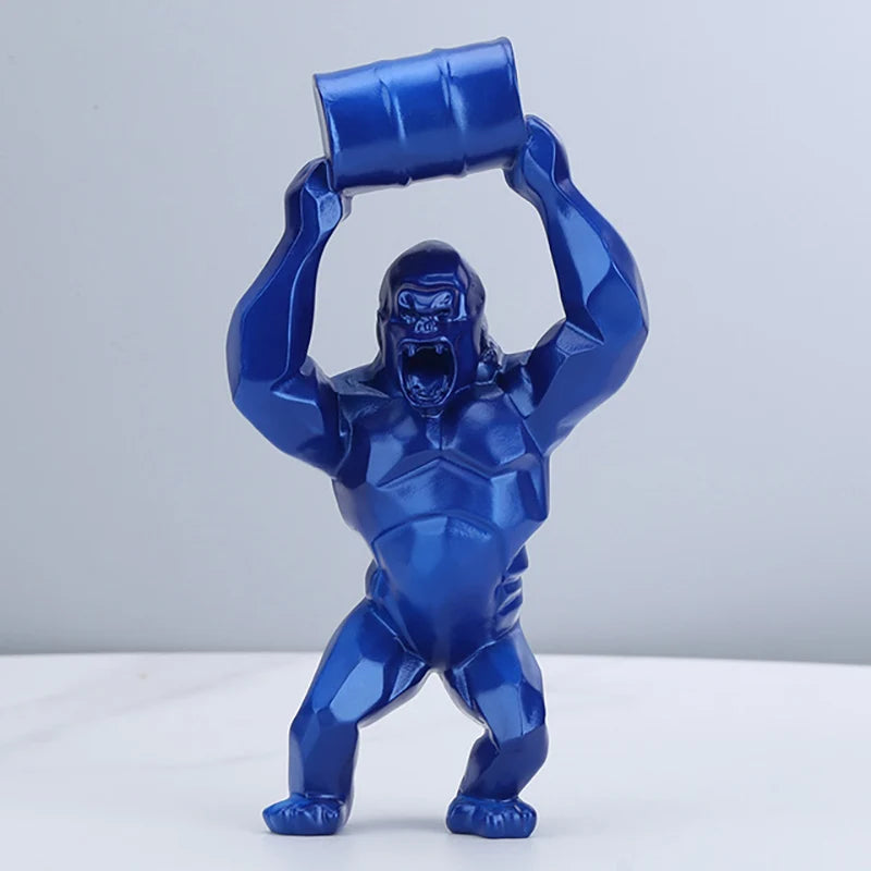 Modern Gorilla Resin Figurine – Creative Lift the Bucket Sculpture for Living Room & Tabletop Decor