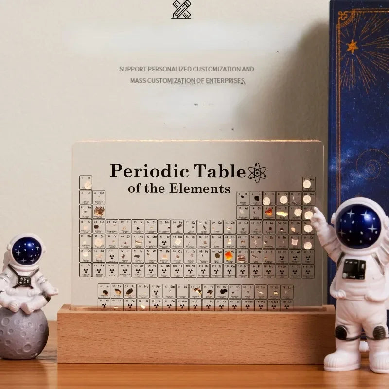 Acrylic Periodic Table of Elements – Real Sample Collection Display for Students, Teachers & Science Lovers