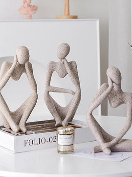 Nordic Abstract Woman Sculpture – Vilead Resin Thinker Figurine for Modern Home Decoration