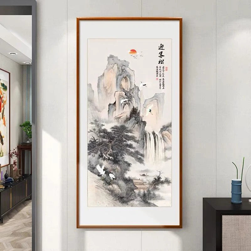 Pine Tree Guest Greeting Cross Stitch Kit Complete DIY Embroidery Craft for Wall Art