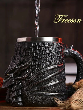 Medieval Dragon Resin Stainless Steel Mug As Coffee Cup Or Tea Mug