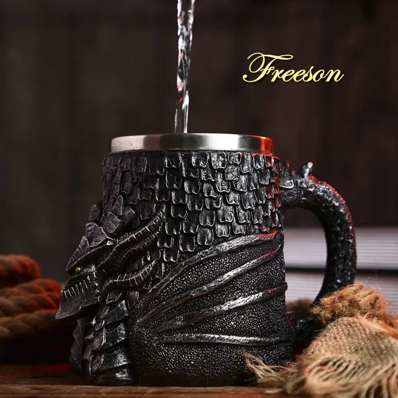 Medieval Dragon Resin Stainless Steel Mug As Coffee Cup Or Tea Mug