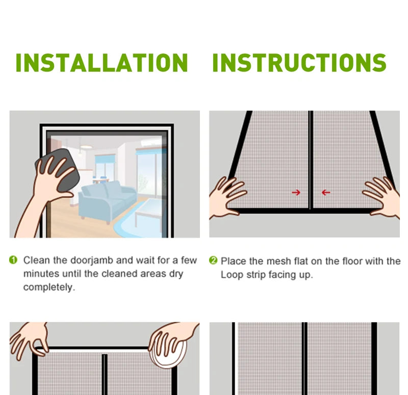 Insect-Proof Magnetic Screen Door – Black Mesh Curtain for Mosquito & Fly Protection Indoors