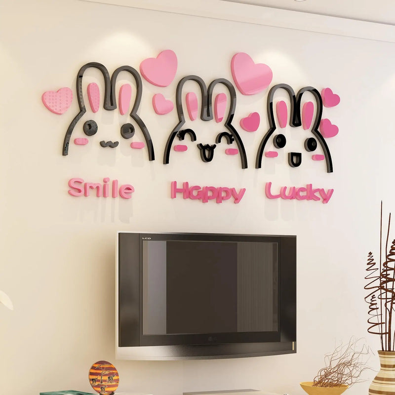 3d acrylic wall stickers bedroom room decoration background wall cartoon self-adhesive painting poster