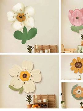 3d Large Design Flowers Plants Simplicity Roman Numerals Wall Clock Diy Restaurant Creative Mute Clock Home Decoration Clocks