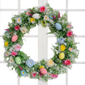 Colorful Eggs Spring Wreath Easter Egg Wreath Colorful Eggs Farmhouse Window Door Hangings Decorations Happy Easter 2024