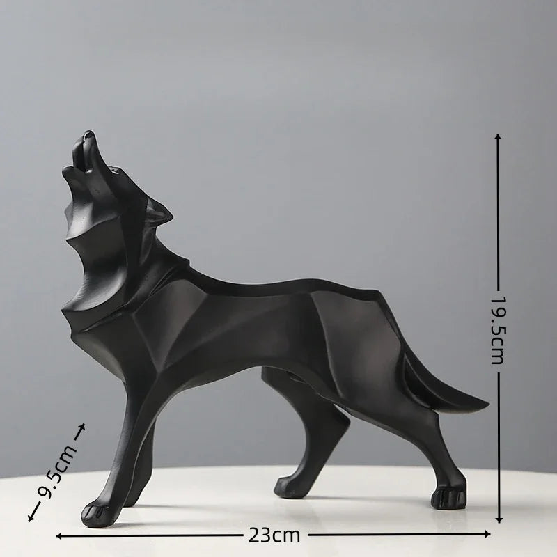 Nordic Geometric Wolf Statue – Modern Resin Animal Figurine for Home, Office & Living Room Decor