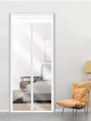 White Magnetic Screen Door – Mosquito Proof Diamond Mesh Curtain with Self-Adhesive Design