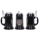 Engraved German Beer Mug – Ceramic Tankard Cup with Metal Lid, Creative Gift for Dad and Men