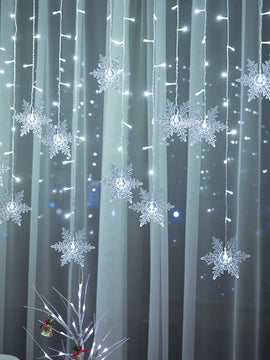 LED Fairy Curtain Lights with Snowflakes Flashing Christmas String Lights 3.2M Waterproof for Holiday Party Wedding Xmas Decoration